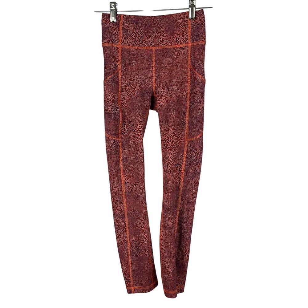 Lululemon Invigorate High-Rise Crop Crackle Glaze Orange Women's Sz 2 EUC